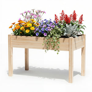 CONCETTA Wooden Raised Garden Bed - Elevated Planter Box with Drainage & Liner for Backyard/Patio/Balcony