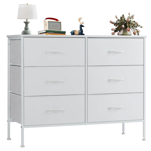 JOINSUN Dresser TV Stand, Console Table with 6 Wide Drawers, Entertainment Center for 55" TV Storage Fabric Dresser Drawer