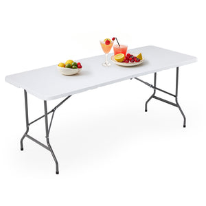 CONCETTA Outdoor Indoor Portable Folding Table, Heavy Duty Foldable Table, Carrying Handle for Camping Picnic