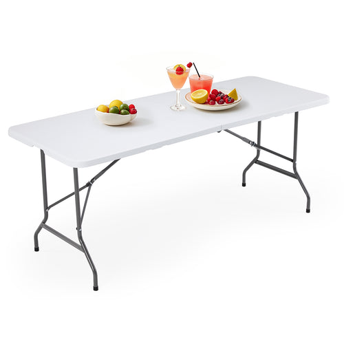 CONCETTA Outdoor Indoor Portable Folding Table, Heavy Duty Foldable Table, Carrying Handle for Camping Picnic