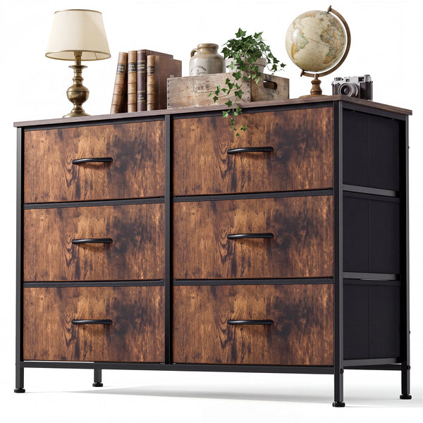 CONCETTA Dresser TV Stand, Console Table with 6 Wide Drawers, Entertainment Center for 55" TV Storage Fabric Dresser Drawer