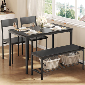 CONCETTA 3-Piece Dining Table Set with 1 Table,2 benches,Space-Saving Small Dining Set for 2–4 People for Apartment, Daily Meals & Bistro