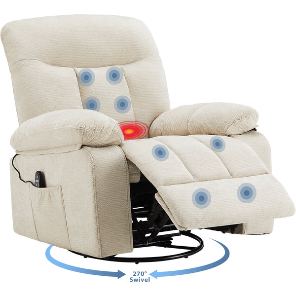 CONCETTA Manual Swivel Recliner Chair with Heating and Vibration Massage
