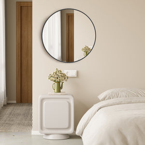 JOINSUN Round Mirror, Black Metal Frame Wall Mirror for Entryway, Bathroom, Vanity, Living Room, Modern Circular Mirror