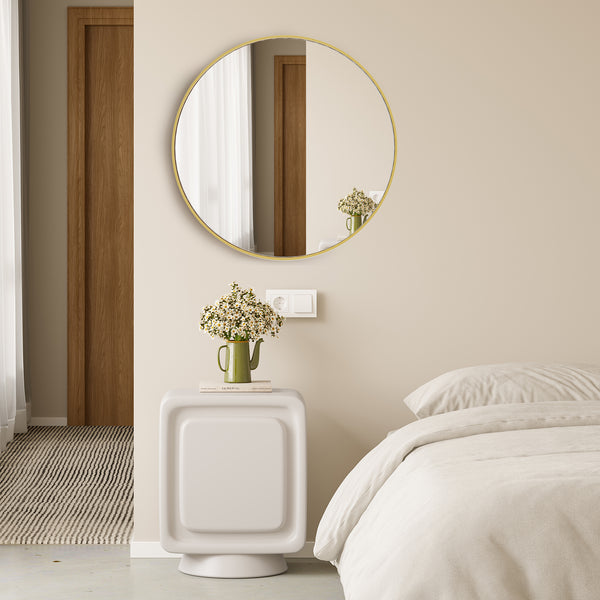 JOINSUN Round Mirror, Black Metal Frame Wall Mirror for Entryway, Bathroom, Vanity, Living Room, Modern Circular Mirror