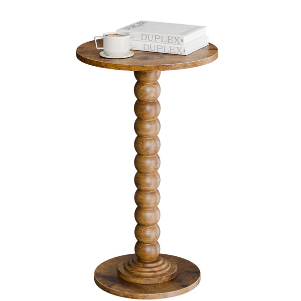 CONCETTA Modern Round Side Table, Accent End Table with Solid Wood Spindle, Small Drink Table for Living Room, Bedroom, Couch, Office