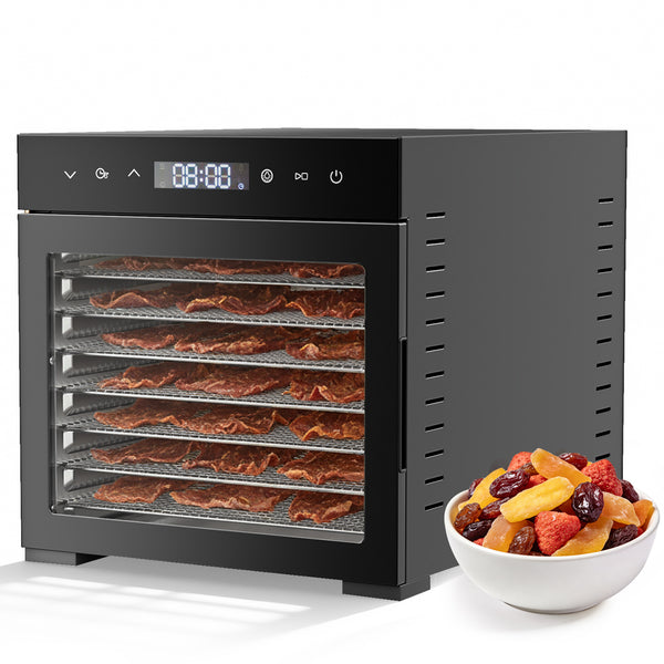 CONCETTA Food Dehydrator Machine, 8 Stainless Steel Trays, Large 8.2 ft² Drying Space, 500W Power for Jerky, Meat, Fruit, Dog Treats, Herbs, Quiet Operation, Digital Timer & Temp Control