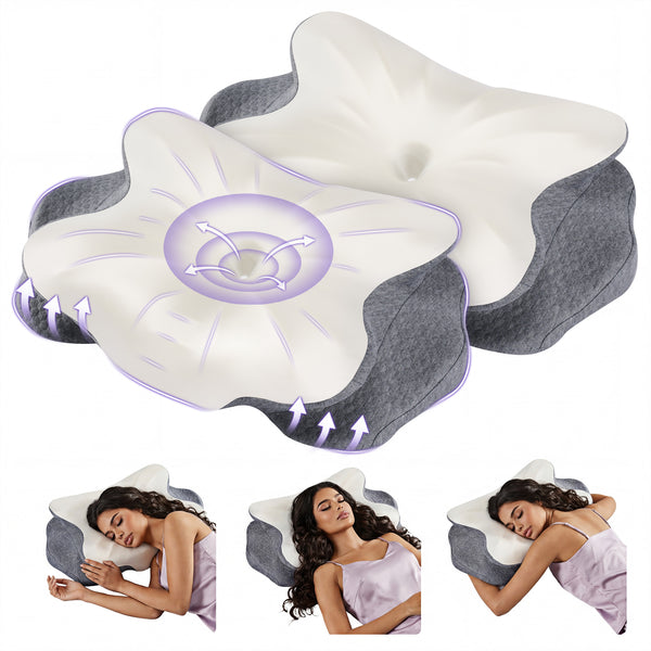 CONCETTA Contour Memory Foam Pillow,Includes Pillowcase, Ergonomic Neck and Shoulder Support Pillow for Side and Back Sleepers, Queen Size