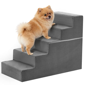 CONCETTA Pet Stairs Ramp, High-Density Foam Dog Cat Steps, Non-Slip Indoor Ladder for Couch, High Beds, Sofa, Gray