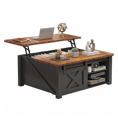 CONCETTA 31.5" Lift Top Coffee Table with Large Hidden Storage, Adjustable Shelves
