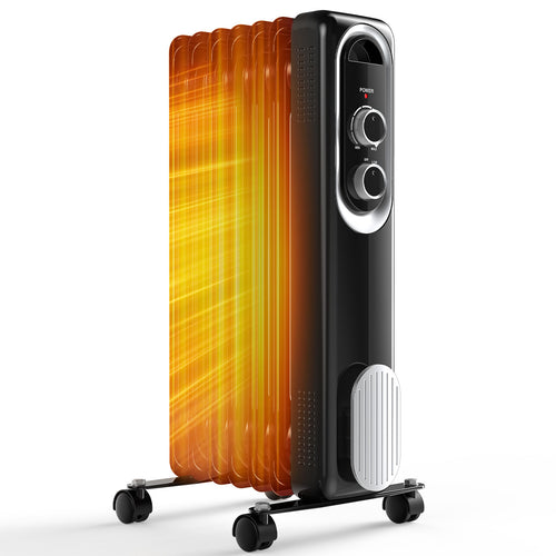 1500W Oil Filled Radiator Heater, Portable Electric Space Heater with Thermostat, Quiet & Safe