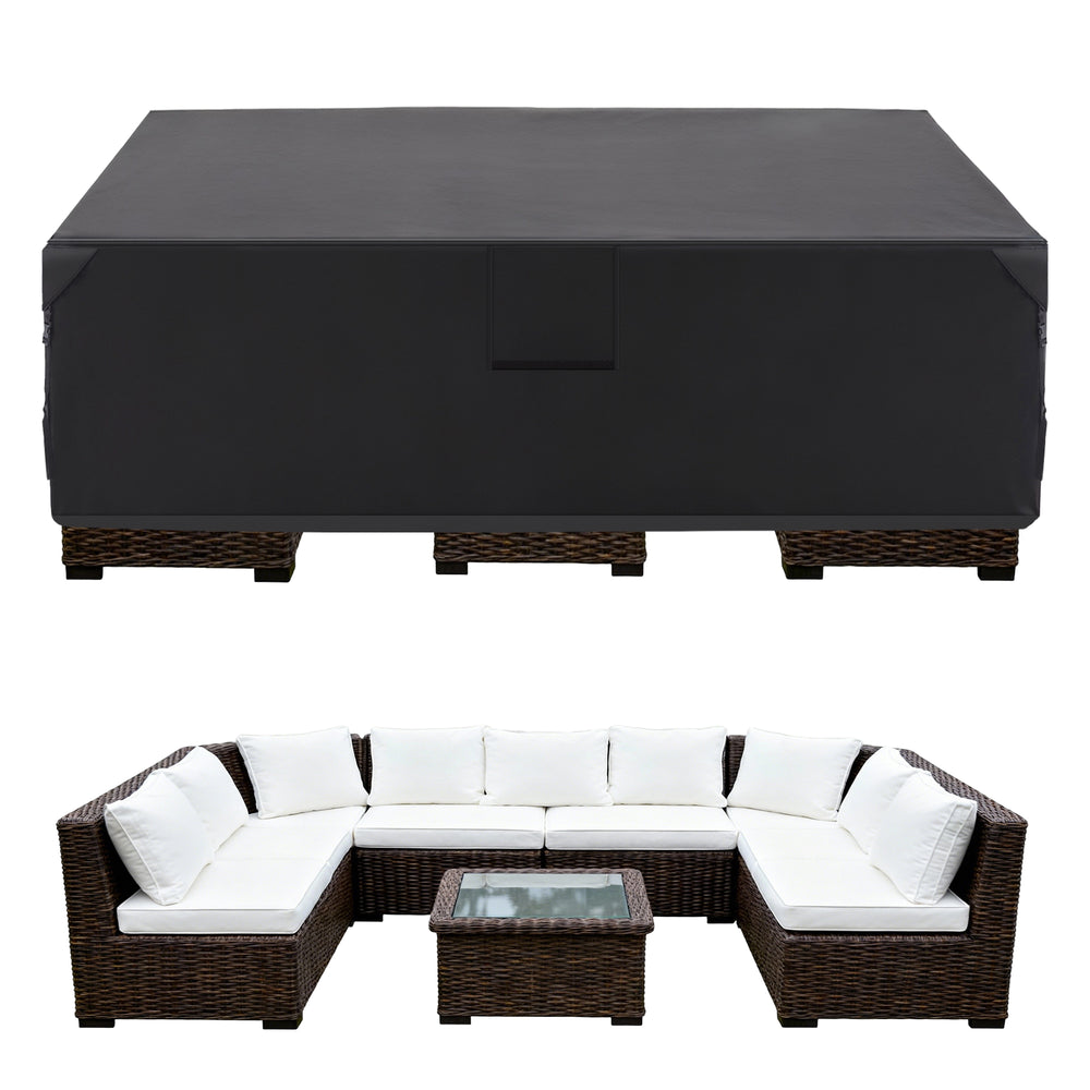 CONCETTA Rectangular Patio Furniture Cover, 600D Waterproof Outdoor Dining Table & Chair Cover, Heavy Duty