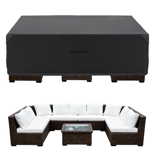 CONCETTA Rectangular Patio Furniture Cover, 600D Waterproof Outdoor Dining Table & Chair Cover, Heavy Duty