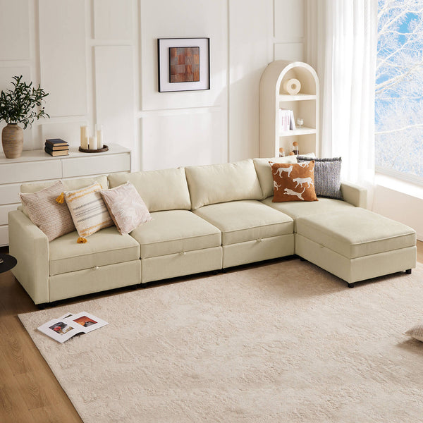 CONCETTA Convertible Sectional Sofa Couch-with Storage for Living Room, U-Shaped Modern Modular Sofa Sleeper with Reversible Chaise