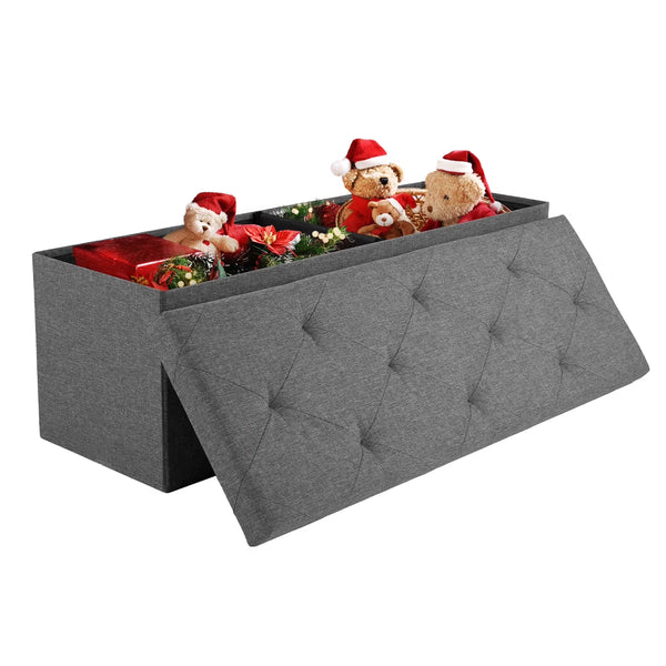 43 Inches Storage Ottoman Bench, Foldable Ottoman Foot Rest, End of Bed Bench, Storage Chest, Load up to 660 lb, for Living Room, Bedroom, Entryway