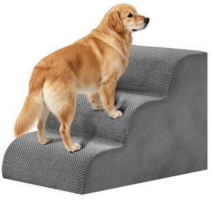 CONCETTA Pet Stairs Ramp, High-Density Foam Dog Cat Steps, Non-Slip Indoor Ladder for Couch, High Beds, Sofa, Gray