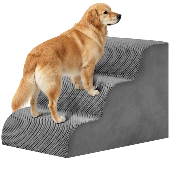 CONCETTA Pet Stairs Ramp, High-Density Foam Dog Cat Steps, Non-Slip Indoor Ladder for Couch, High Beds, Sofa, Gray