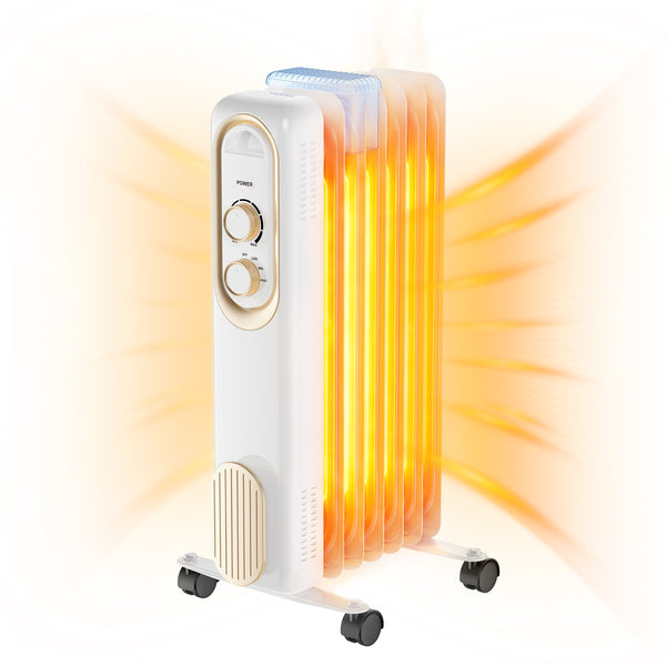SHOUFTW 1500W Portable Oil Filled Radiator Heater with Electric Adjustable Thermostat. Automatic Power-off and Tip-Over Protection, Quiet Heating for Home