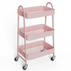 CONCETTA 3-Tier Portable Multifunctional Cart With Wheels, Supports Up To 120 Lbs, Heavy-Duty Foldable Cart, Suitable For Home, Office, Kitchen, And Storage, Black