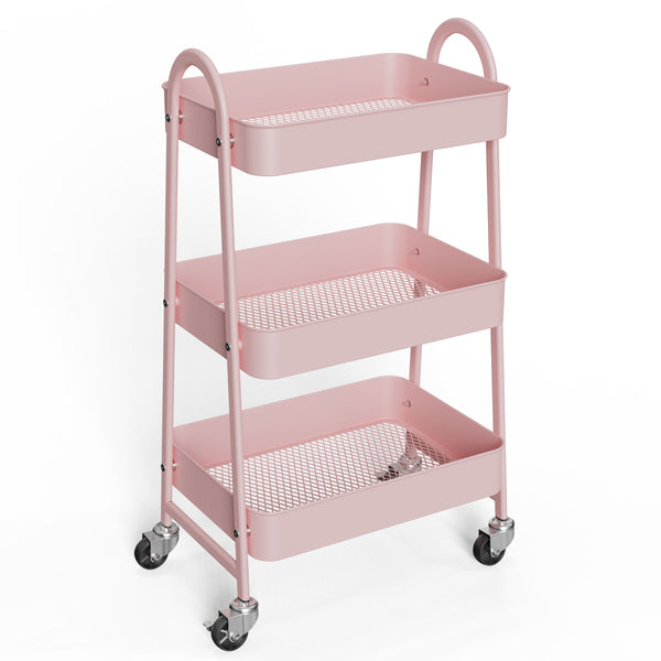 CONCETTA 3-Tier Portable Multifunctional Cart With Wheels, Supports Up To 120 Lbs, Heavy-Duty Foldable Cart, Suitable For Home, Office, Kitchen, And Storage, Black