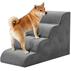 CONCETTA Pet Stairs Ramp, High-Density Foam Dog Cat Steps, Non-Slip Indoor Ladder for Couch, High Beds, Sofa, Gray