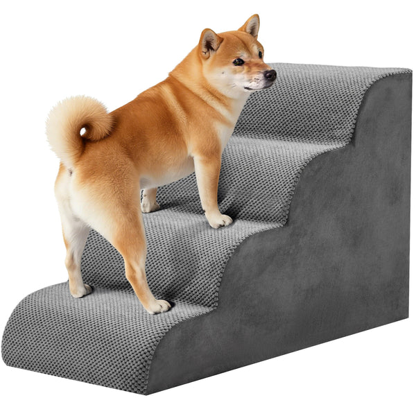CONCETTA Pet Stairs Ramp, High-Density Foam Dog Cat Steps, Non-Slip Indoor Ladder for Couch, High Beds, Sofa, Gray