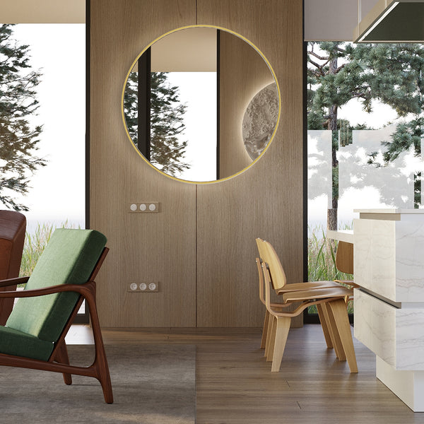 JOINSUN Round Mirror, Black Metal Frame Wall Mirror for Entryway, Bathroom, Vanity, Living Room, Modern Circular Mirror