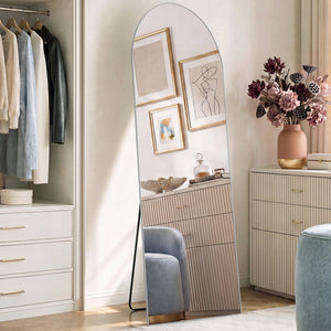 CONCETTA Arched Full Length Mirror, Full Body Standing Mirror Hanging Leaning for Home, Silver