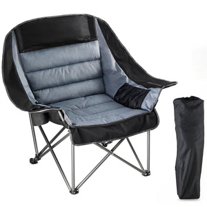 SHOUFTW Extra Large Portable Folding Camping Chair With Side Pocket, Cup Holder, And Carrying Bag, Heavy-Duty Chair For Outdoor, Fishing, Sports, And Travel Use