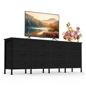 CONCETTA Storage TV Dresser, Metal Frames Resist Deformation, Adjustable Feet Prevent Tipping, Supports TV up to 55-80 inch, Suitable for Living Room