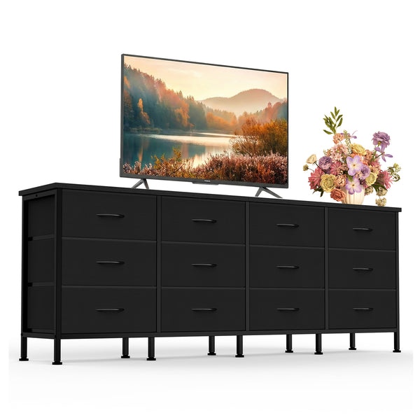 CONCETTA Storage TV Dresser, Metal Frames Resist Deformation, Adjustable Feet Prevent Tipping, Supports TV up to 55-80 inch, Suitable for Living Room