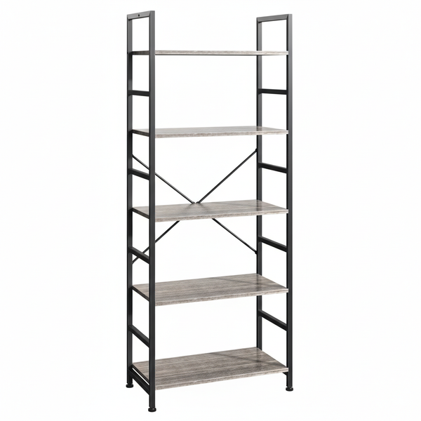 CONCETTA Bookshelf Small Industrial Storage Shelf & Shelves, Metal Bookcase for Home Office, Living Room, Bedroom