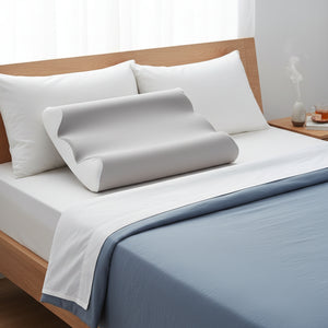 CONCETTA Cloud-Shaped Deep Sleep Pillow, Includes Pillowcase, Contour Memory Foam Pillow for Side and Back Sleepers