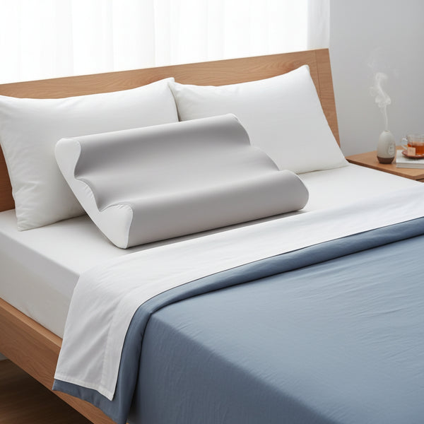 CONCETTA Cloud-Shaped Deep Sleep Pillow, Includes Pillowcase, Contour Memory Foam Pillow for Side and Back Sleepers
