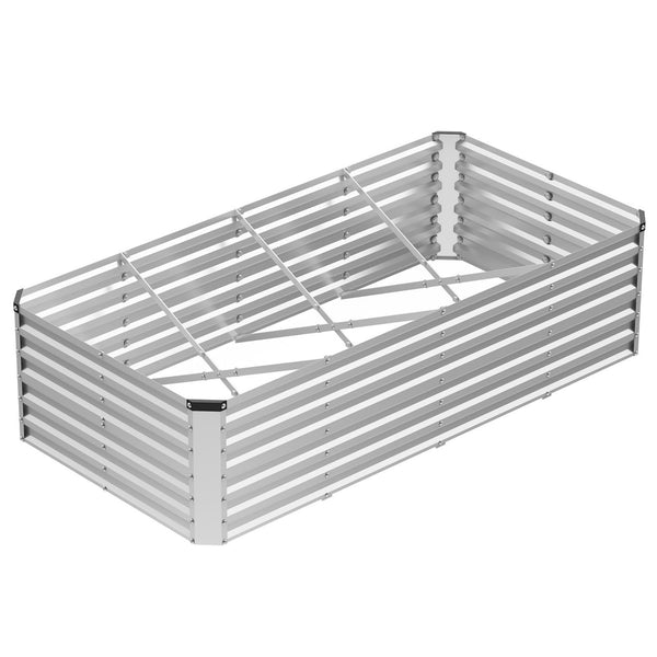 SHOUFTW Galvanized Rectangular Raised Garden Bed, Outdoor Metal Planter Box with Rust-Resistant Steel, Easy to Assemble, Ideal for Vegetables, Flowers & Herbs