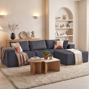 Modular Sectional Sofa with Plush Corduroy, Deep Seat, No Assembly