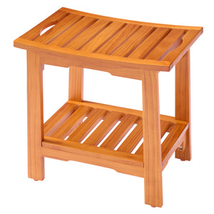 CONCETTA Teak Shower Bench, Bathroom Spa Stool for Small Bathrooms Tub Outdoor Use, Non-Slip Adjustable Seat for Seniors