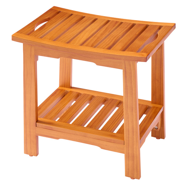 CONCETTA Teak Shower Bench, Bathroom Spa Stool for Small Bathrooms Tub Outdoor Use, Non-Slip Adjustable Seat for Seniors