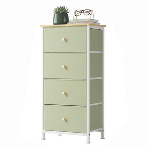 CONCETTA 4 Drawer Dresser, Wide Chest Drawers Nightstand Storage Tower Storage Fabric Dresser With Wood Top for Living Room, Bedroom, Closet