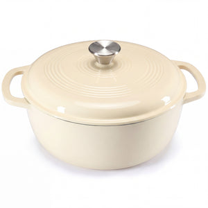 CONCETTA 6 Quart Enamel Cast Iron Dutch Oven with Moisture-Sealing Lid for Bread Baking Braising & Slow Cooking, Dual Handles, Oven Safe