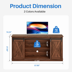 CONCETTA TV Stand, Storage Function, Mid-sized Farmhouse Style, Movable Sliding Door, Rust