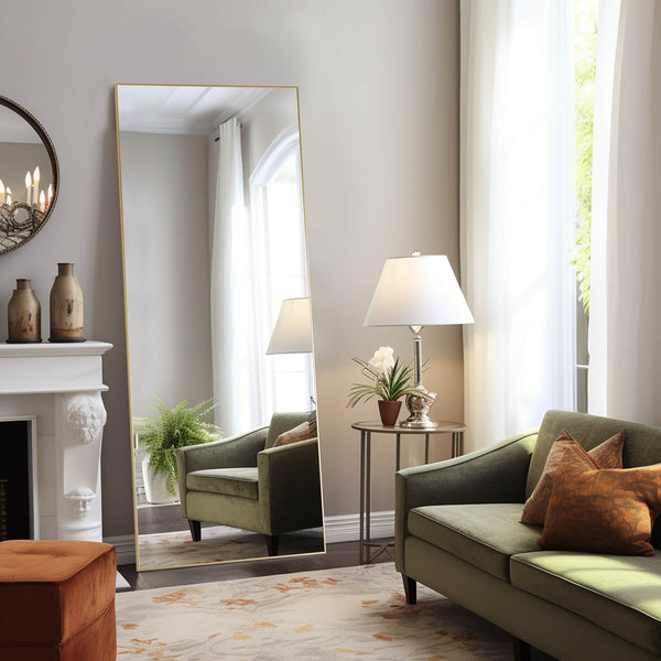 CONCETTA 71"x30" Arched Full Body Mirror Floor Mirror Standing Hanging or Leaning Wall with Stand Aluminum Alloy Thin Frame