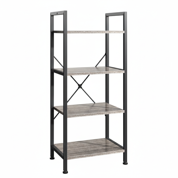 CONCETTA Bookshelf Small Industrial Storage Shelf & Shelves, Metal Bookcase for Home Office, Living Room, Bedroom