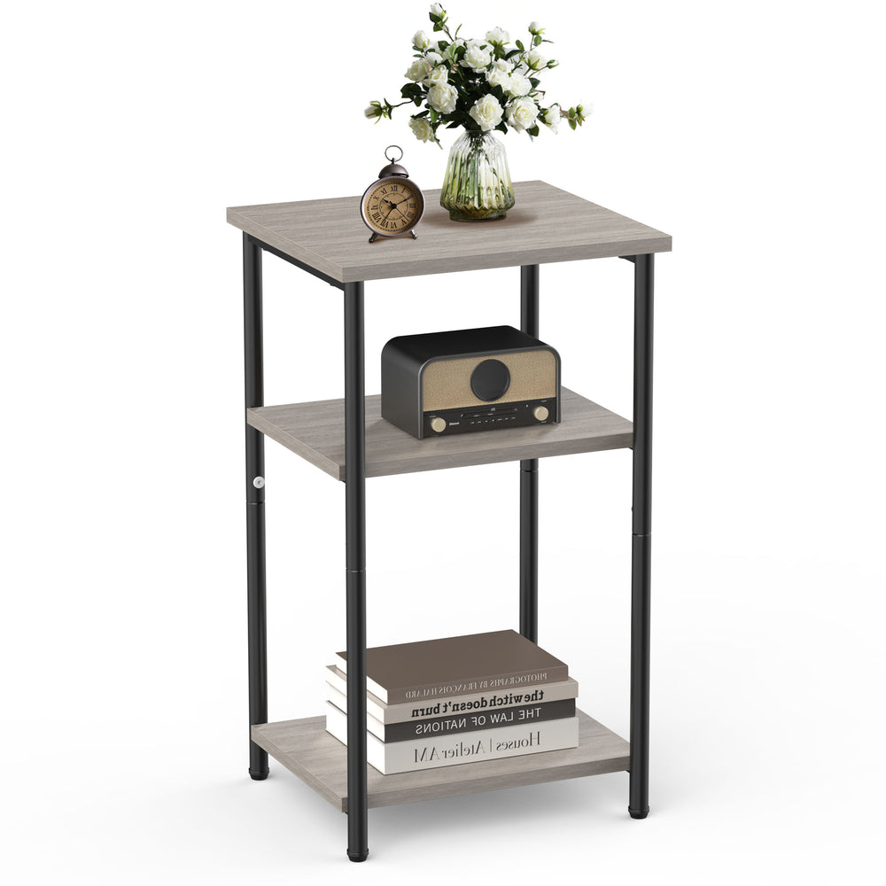 CONCETTA 3-Shelf End Table, Narrow Nightstand for Small Spaces, Easy to Assemble, Rust Brown for Living Room & Bedroom