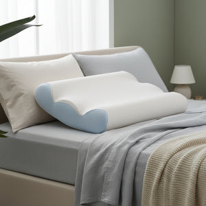 CONCETTA Cloud-Shaped Deep Sleep Pillow, Includes Pillowcase, Contour Memory Foam Pillow for Side and Back Sleepers