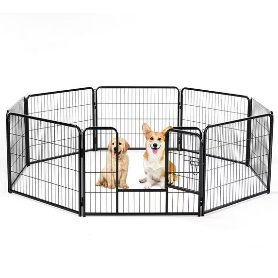 CONCETTA 24-Inch 8-Panel Heavy Duty Dog Playpen – Foldable Pet Fence with Door for Indoor, Outdoor, Yard, RV, and Camping Use