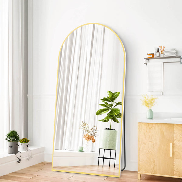 JOINSUN Floor Standing Mirror, Wall Mirror with Stand Aluminum Alloy Thin Frame