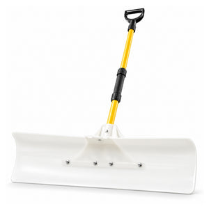 CONCETTA 30"/36" Snow Pusher, Wide Snow Plow Shovel with Non-Stick Poly Blade, Reinforced Metal Handle, Heavy-Duty Winter Removal Tool for Driveways & Sidewalks, White