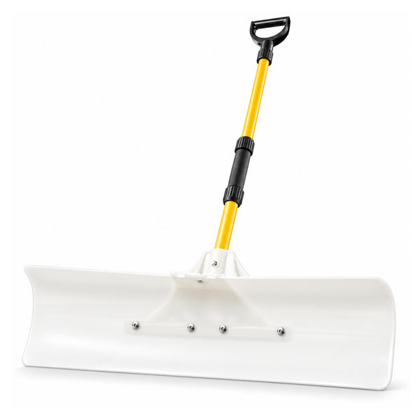 CONCETTA 30"/36" Snow Pusher, Wide Snow Plow Shovel with Non-Stick Poly Blade, Reinforced Metal Handle, Heavy-Duty Winter Removal Tool for Driveways & Sidewalks, White