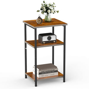 CONCETTA End Table with 3 Shelves, 2PC Narrow Nightstand for Small Spaces, Easy Assembly, Ideal for Living Room and Bedroom